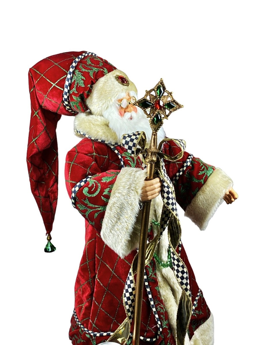 Mackenzie Childs Courtly Check Christmas Magic Santa With Staff