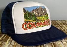 Vintage 90s Colorado Mesh Trucker Hat Snapback Foam Western Nature Wildlife 80s
