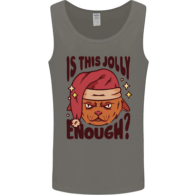 Christmas Cat Is This Jolly Enough lustiges Herren Trägershirt Tank Top