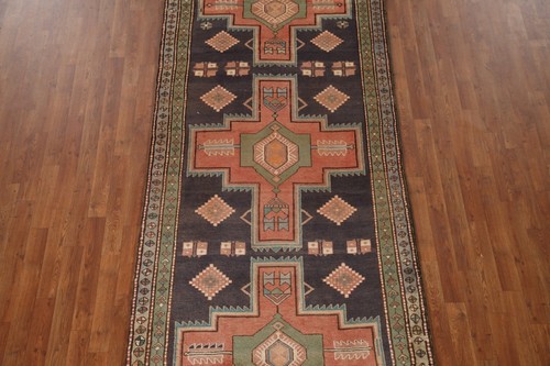 Vintage Wool Navy Blue 10 ft. Runner Rug 4x10 Handmade Wool for Living Room - Picture 4 of 20