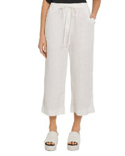 NEW DKNY DONNA KARAN WHITE LINEN WIDE LEG DRAWSTRING WAIST PANTS SIZE L 79
