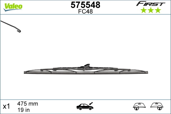 VALEO 575548 Wiper Blade for ALFA ROMEO,AUDI,AUTOBIANCHI,CHEVROLET,CHRYSLER,CITR