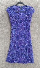 Chaps Dress Women's XS Purple Geometric Cap Sleeve Midi A-line Stretch Career