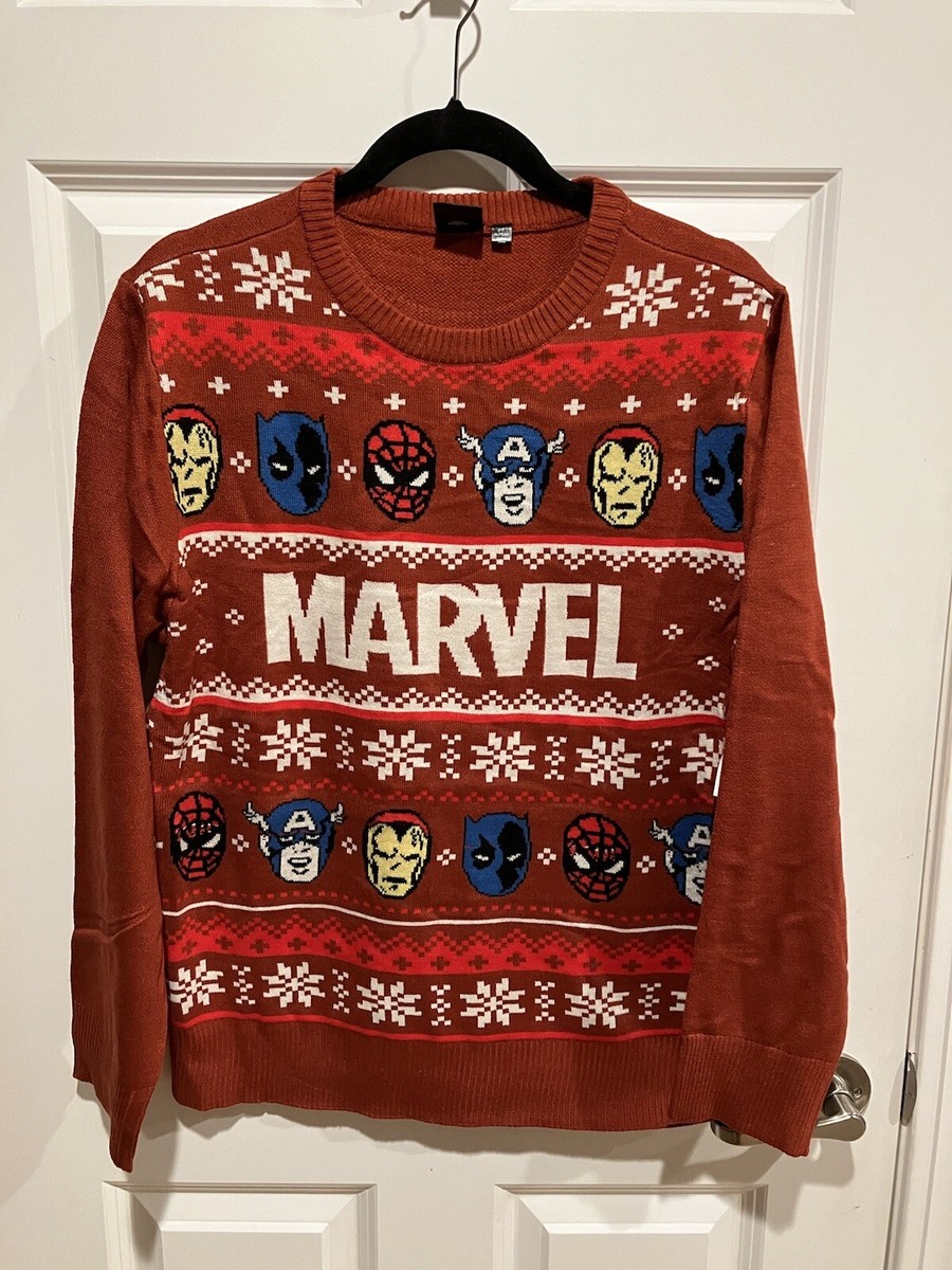 NWT Marvel Avengers Ugly Christmas Sweater Iron Man Spidey Capt
