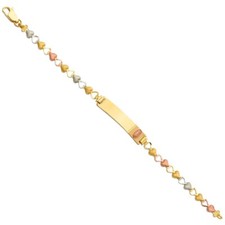 Gold 14K Tri Color Gold Guadalupe Baby ID Bracelet - 6"