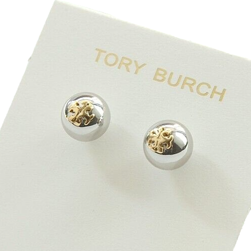 【送料&関税込】Tory Burch Silver Brass Earrings With Logo Tory Burch Logo Stud Earrings | Nordstrom