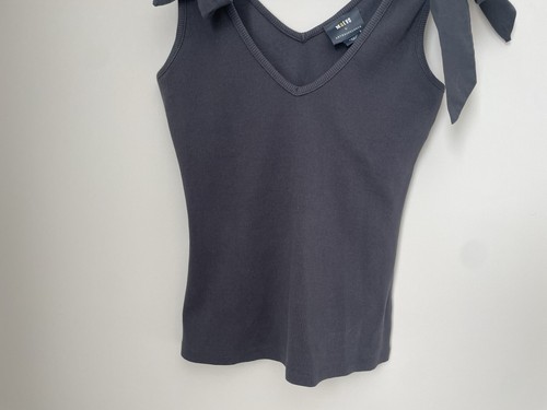 NWT - Maeve Anthropologie Bow Tie Tank Blouse Top Black Size Small Girly V-Neck - Picture 5 of 8