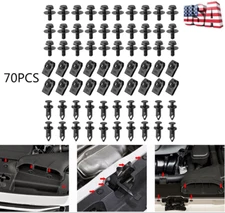 70PCS Car Engine Under Cover Splash Shield Body Bolts Screws U-Clip Fasteners