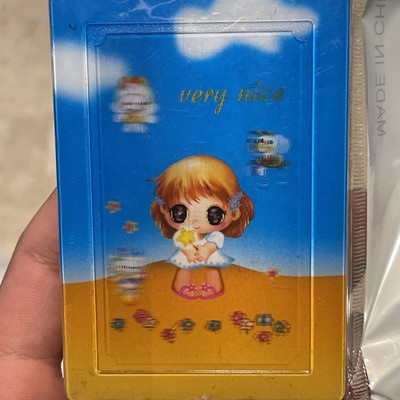 Mini Reflective Moving Cover  Pocket Journal Cute Girl Print Pink And Blue. New!