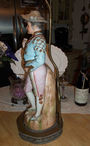 Vintage Mid Century Brass Ceramic Spanish Musician Retro 33" Table Lamp Latino - Picture 9 of 12