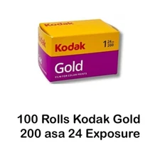 100 Rolls Kodak Gold 200 ASA 24 Exposures Color Print 35mm Film