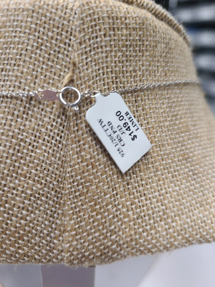 Diamond Accent Sideways Cross Pendant with 18" Chain Necklace In Sterling Silver - Image 3 of 4