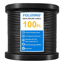 100Ft 1/4" Wire Rope,7X19 Strand Vinyl Coated Aircraft Cable Wire,3/16" Thru 1/4