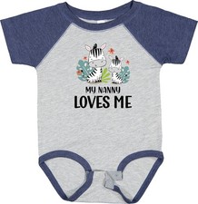 Inktastic Zebra My Nanny Loves Me Baby Bodysuit Grandchild Grandma Grandson Nana