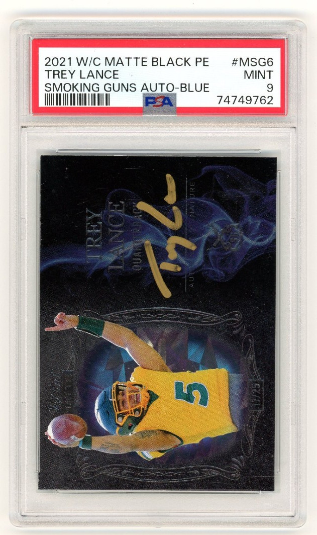 Trey Lance Wild Card Matte Black Premier Edition Smoking Guns Autographs #MSG6 Blue