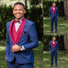 Formal Men Suits Shawl Lapel 3 Pieces Wedding Groom Tuxedo Blazer Pant Vest