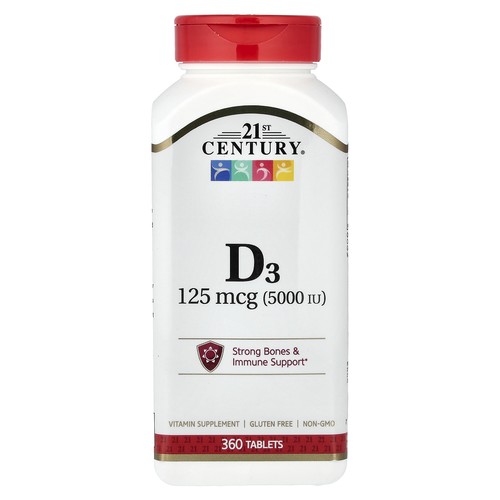 21st Century Vitamin D3 5000 IU 360 Tablets Gluten-Free