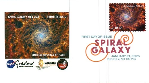 2025 FDC U.S. U5954 $10.10 SPIRAL GALAXY PRIORITY MAIL STAMP 21 January