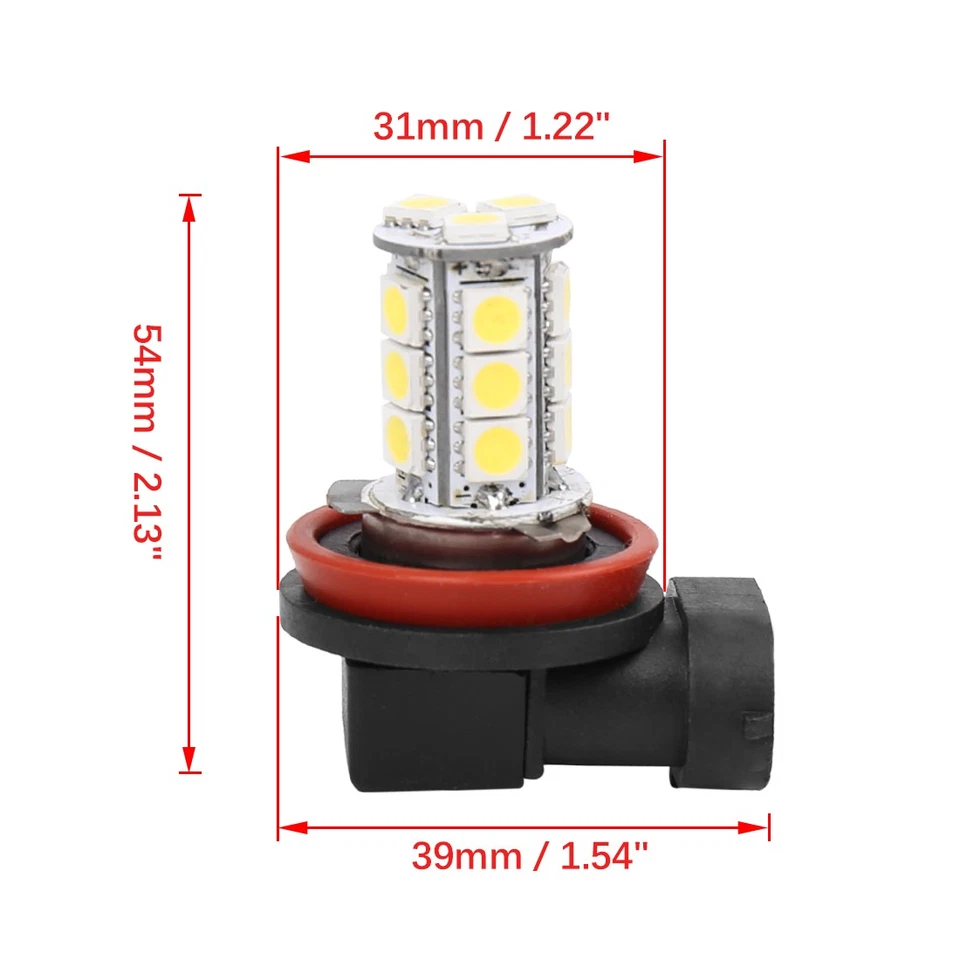 2 x H11 White 5050 18 LEDs Fog Driving Light Daytime Running Lamp Bulb 1.3W Foto 4 de 4