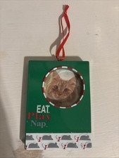 Hallmark Cat Photo Holder Ornament 4  x2 3/4  Inset Your Kitty  s Photo VGUC