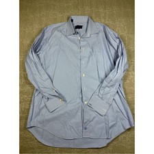 David Donahue Blue Button Down Dress Shirt Men Size 17.5 34/35