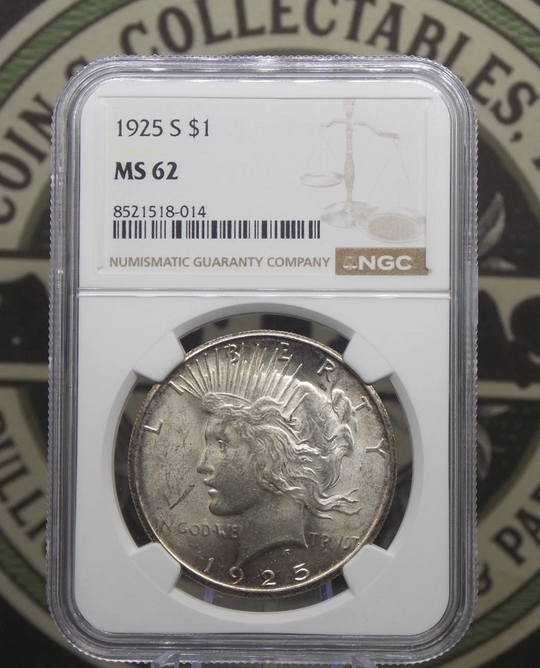 1925 "S" Morgan SILVER Dollar $1 NGC MS62 #014 Unc Uncirculated ECC&C, Inc. - Image 3 of 4