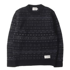 Knit Black Size: M | INVERALLAN Jacquard Border Wool Knit Sweater (NHIA.SHETLAN