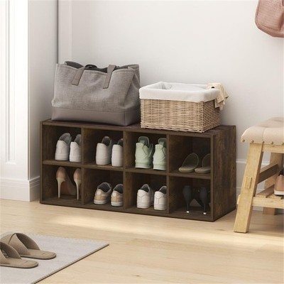 Pemberly Row 8-Cube Stackable Shoe Rack Engineered Wood Amber Pine