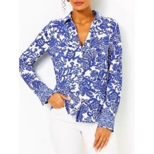 Lilly Pulitzer Ride With Me Marlena Button Deeper Coconut UPF50+ NWT Large