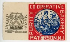 c.1890s Purity Co-op Bakery Bread Poster Stamp Label Paterson, NJ P214