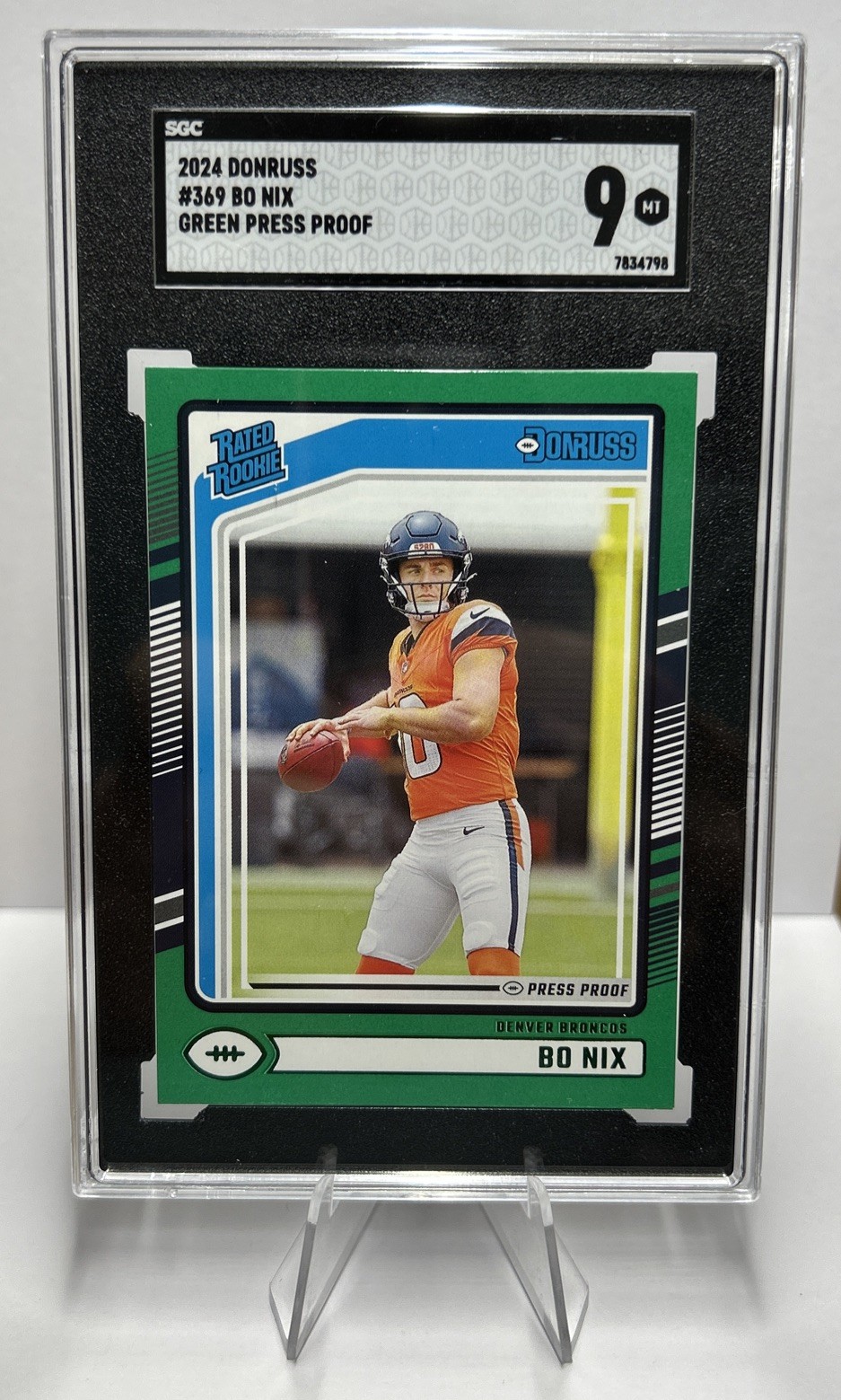 BO NIX 2024 Donruss Rated Rookie Card RC#369 PRESS PROOF GREEN SGC 9 RARE!