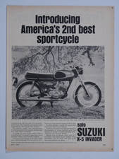 1967 Suzuki X 5 Invader Vintage America's 2nd Best Bike Original Print Ad
