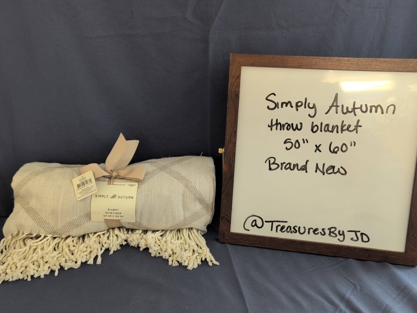 Simply Autumn Throw Blanket, Beige and Cream In Color, 50x60