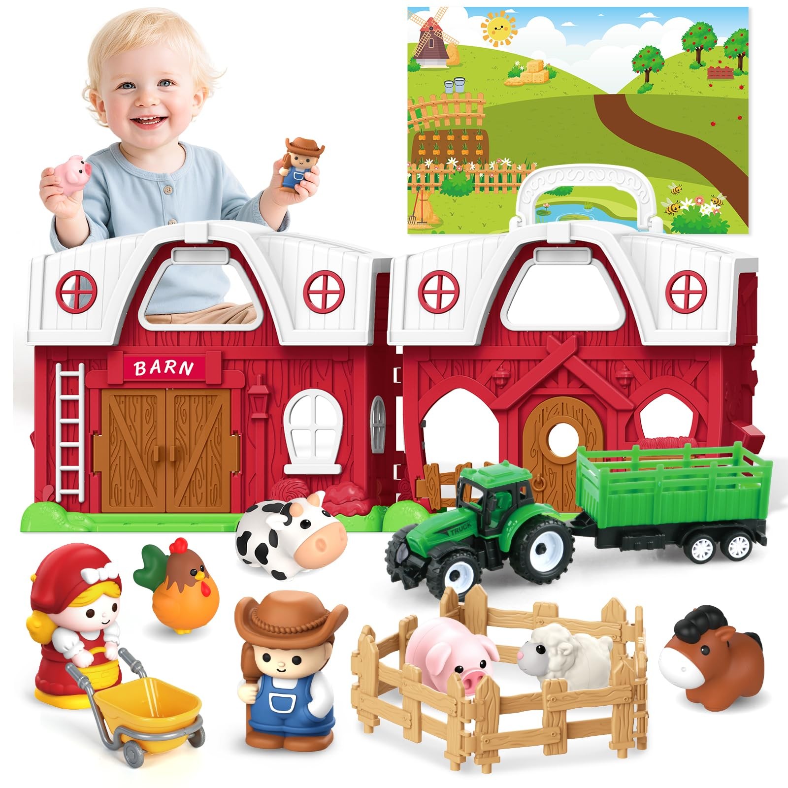 For 1 2 3 Years Old Boys And Girls, Farm 27&rdquo; X 19&rdquo;, Mult