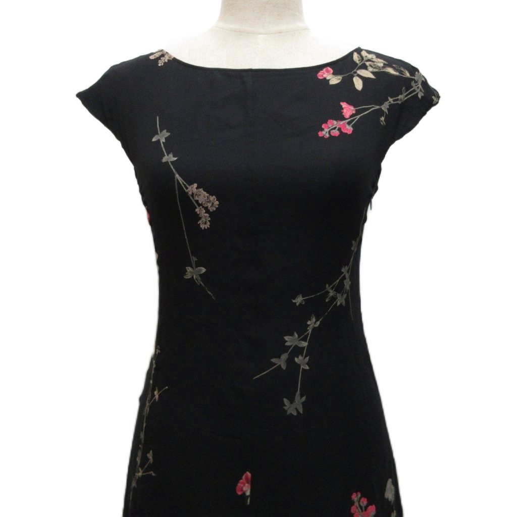 Max Mara Silk Sleeveless Floral Dress 38 Black Multi AB Condition image 4