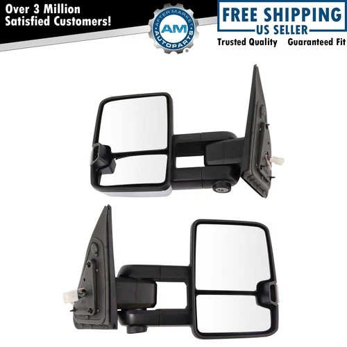 Tow Mirror Upgrade Power Folding Heat Turn Memory Puddle Chrome Pair for Tundra