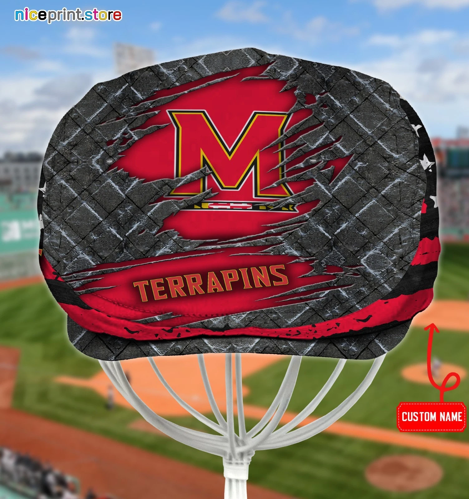 Maryland Team Terrapins Jeff Cap Newsboy Cap Flat Golf Driving Hat for Men