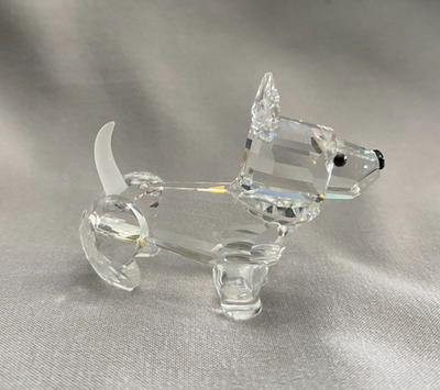 Swarovski Crystal Terrier Dog Figurine with Frosted Tail, No Box