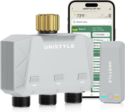 [All-New 2027] 1700FT Wifi Sprinkler Timer 3 Zone with Brass Inlet,  Smart Hose