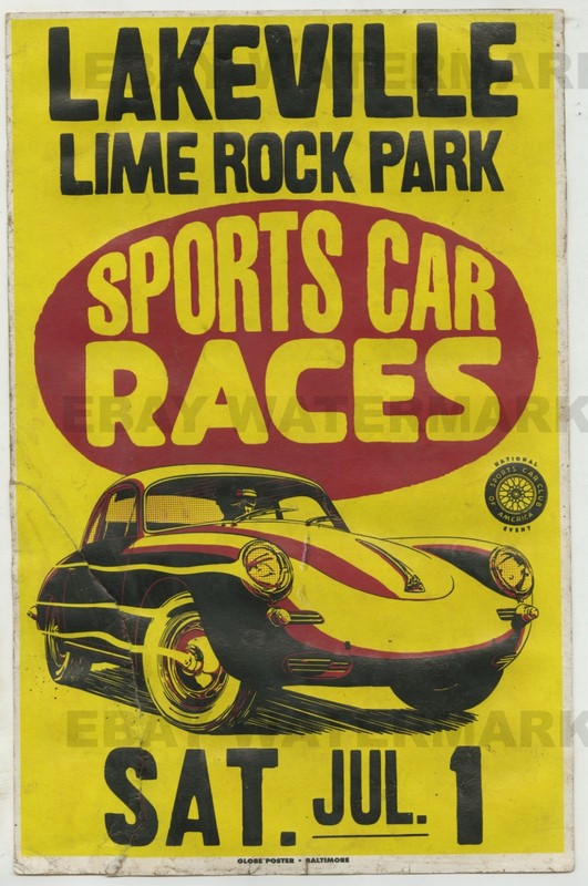 1960's Porsche 356 B Coupe Lime Rock Race Vintage Advertising Poster 11 x 17