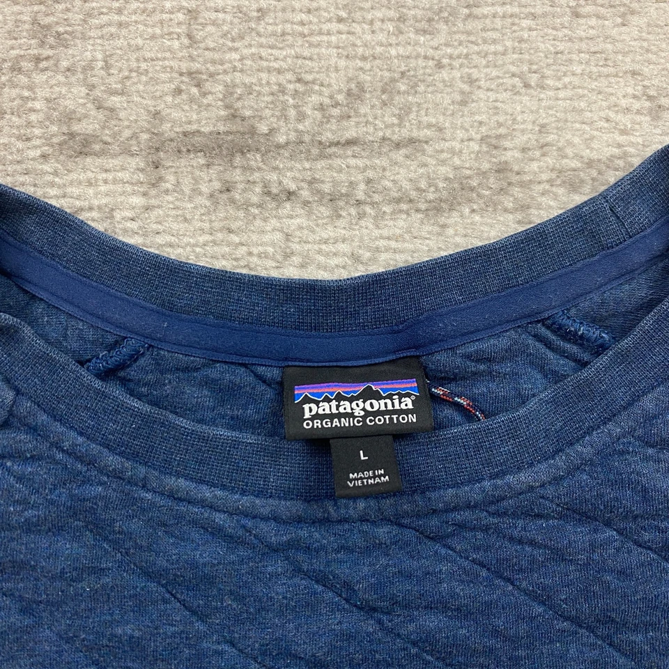 Sudadera Patagonia Algodón Edredón Crew Damas Grande Azul Preparación Informal Caminata Mujeres Foto 4 de 4