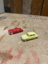2 x Vintage Minix Ford Anglia Red & Yellow Scale 1:8 Made In England