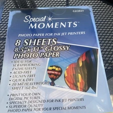 Special Moments Photo Paper For Ink Jet Printers 8 Pks-8 Sheets 8.5 x 11 Glossy