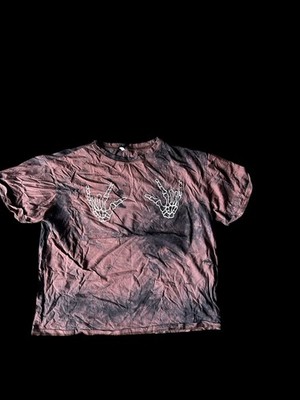  Pink and Black tie-dye skeleton tee 