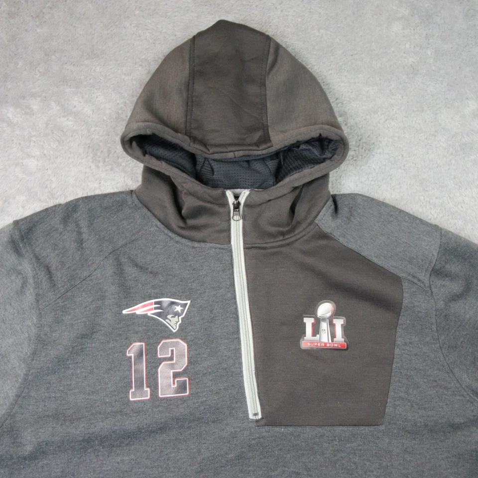 New England Patriots Hoodie Mens XL Gray Nike On field Media Day Super Bowl LI - Image 2 of 4