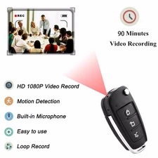 64GB Wireless Portable Mini Keychain Camera HD 1080P Car Key Video 3 Buttons Cam