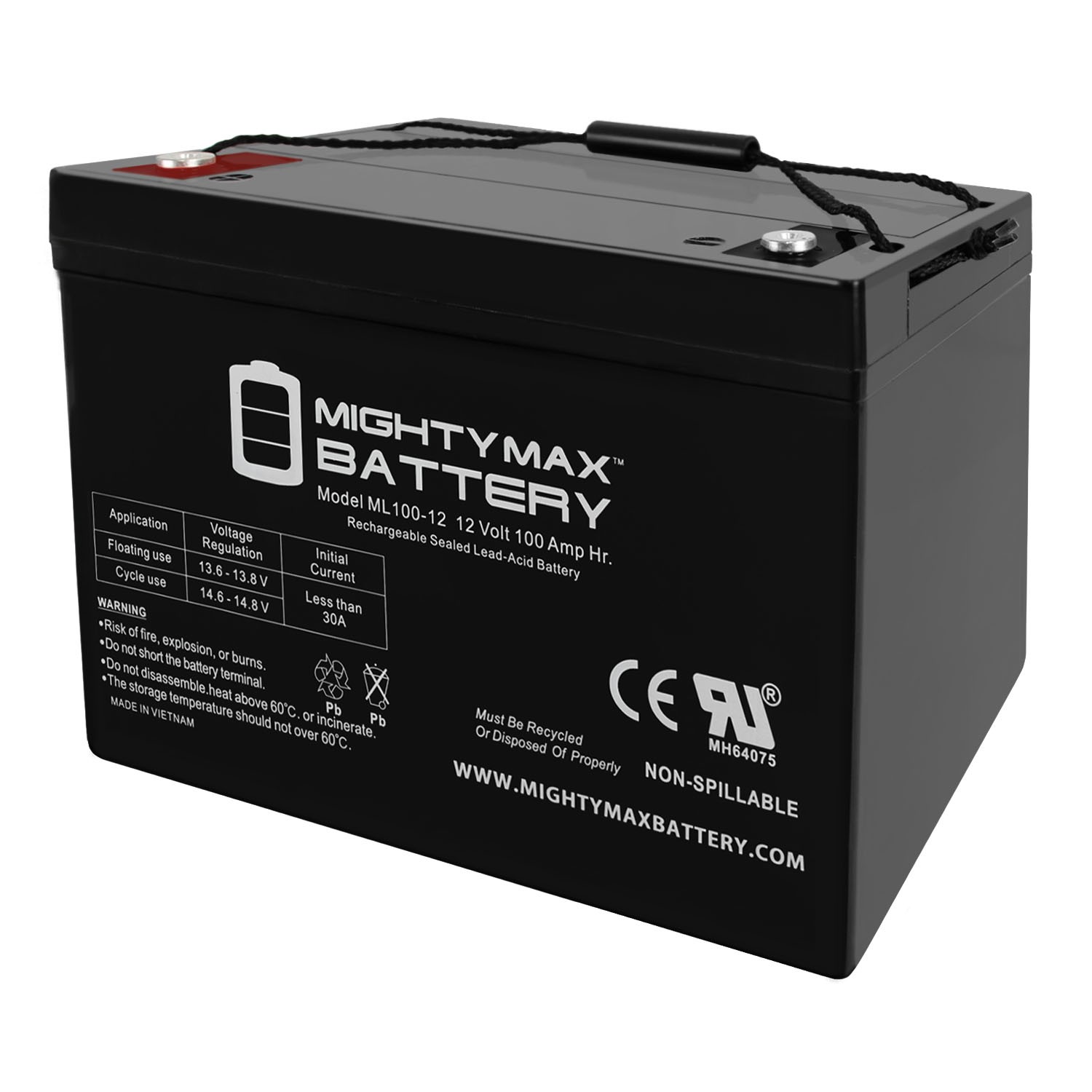 Mighty Max 12V 100Ah SLA AGM Battery for Super PWRgate PG40S Backup Power