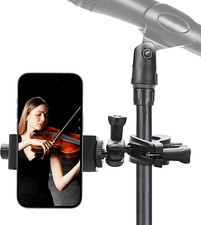Mic Stand Phone Holder, 360  Adjustable Smartphone Clip for Microphone Stand, Co