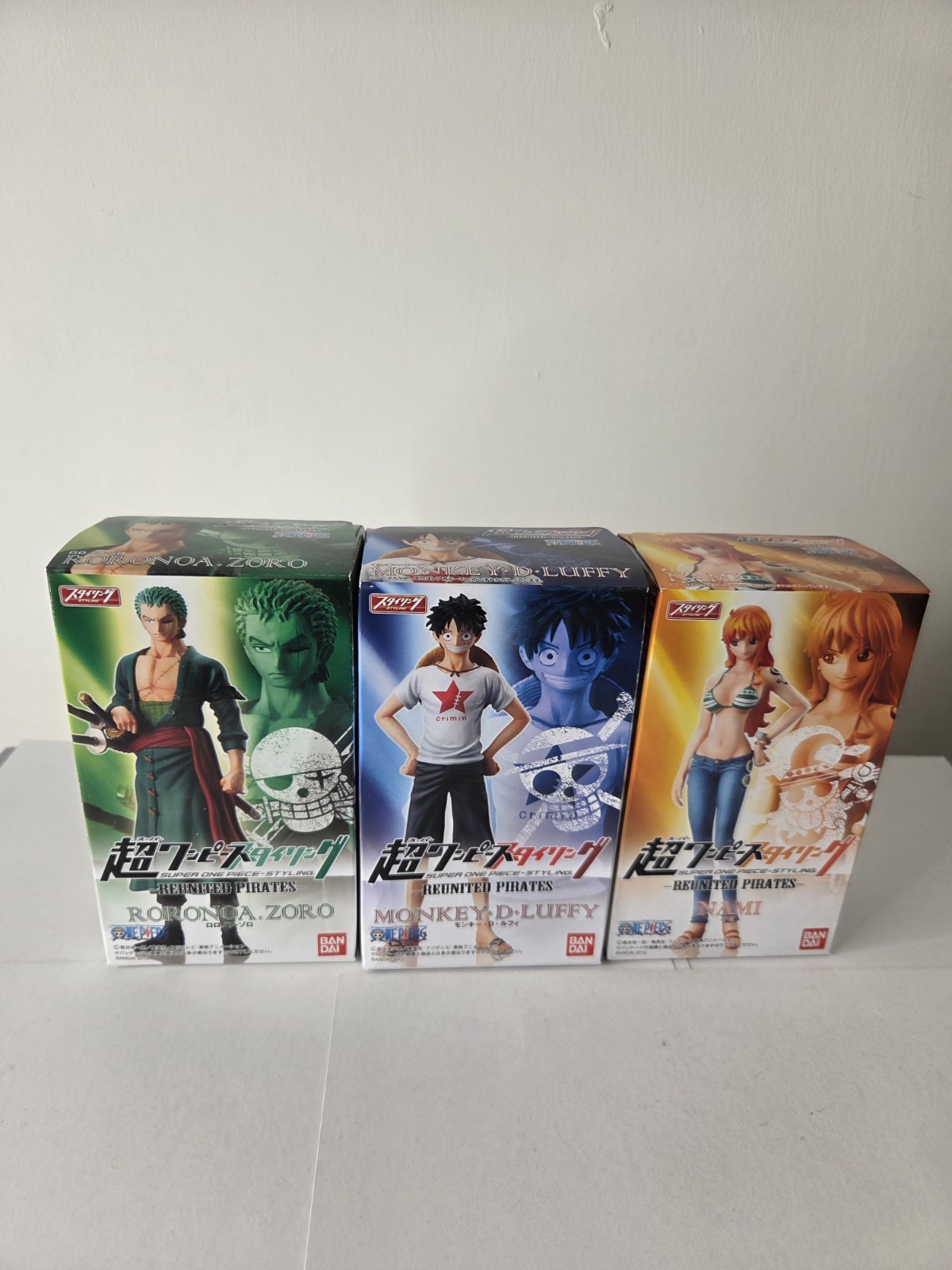 Conjunto de figuras Bandai de piratas reunidos estilo de una pieza x3 SELLADO Zoro Luffy Nami