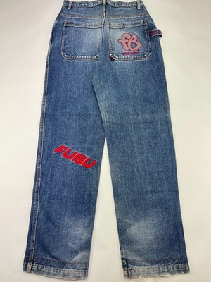 FUBU jeans, blue vintage baggy jeans, carpenter loose fit, 90s hip hop size  W 30